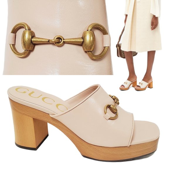 Gucci Shoes - GUCCI SHOES HOUDAN WOOD PLATFORM LEATHER MULES w HORSEBIT sz 39 9